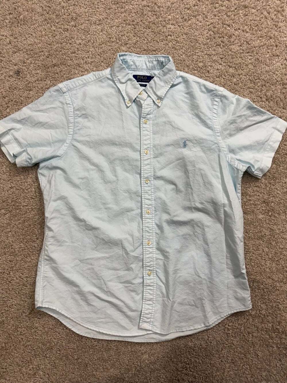 Polo Ralph Lauren Classic Fit Short Sleeve Oxford Shirt Light Blue Size L